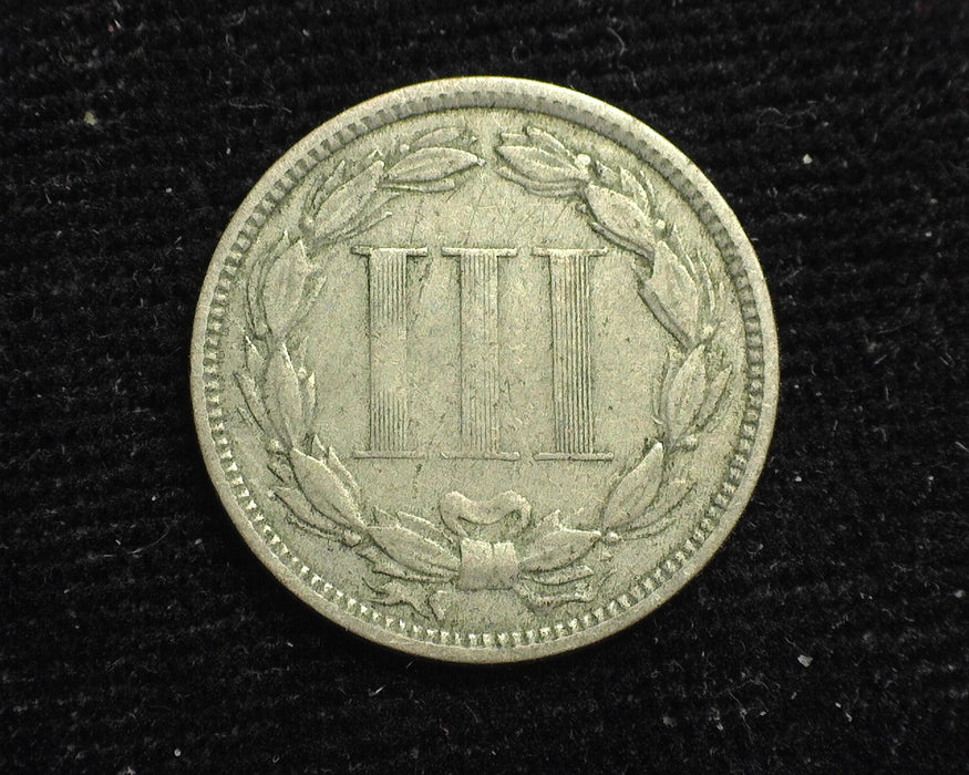 1873 Open 3 Three Cent Nickel F - US Coin