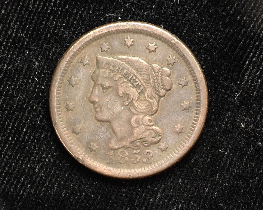 1853 Large Cent Coronet VF - US Coin