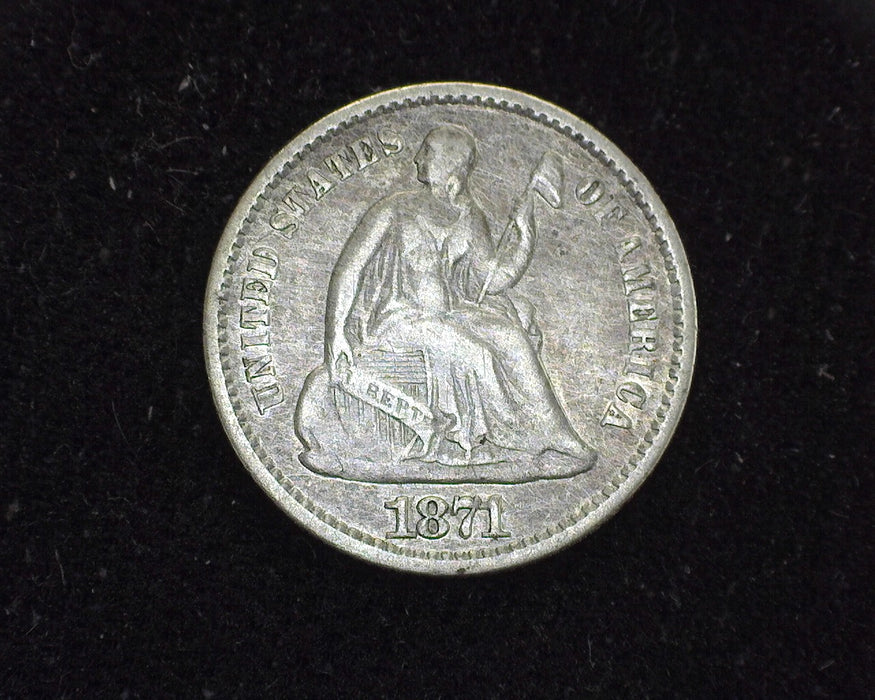 1871 Liberty Seated Half Dime F - US Coin