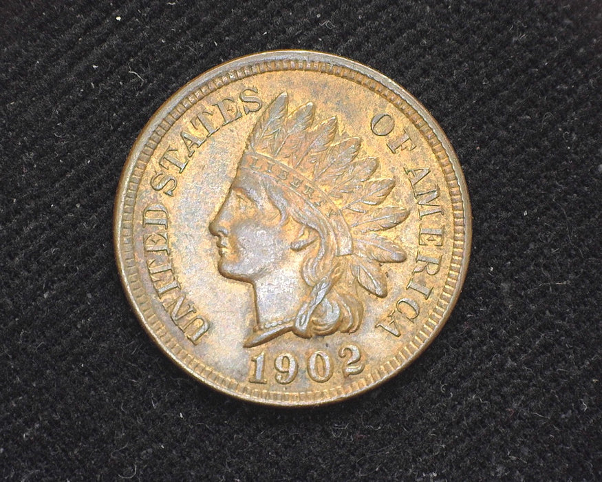 1902 Indian Head Penny/Cent Traces of red. AU-58 - US Coin