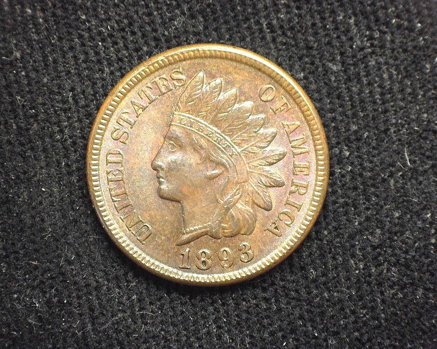 1893 Indian Head Penny/Cent Traces of red. Brown. BU - US Coin