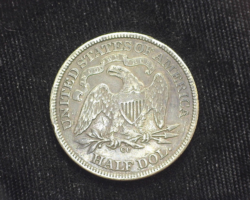 1872 CC Liberty Seated Half Dollar Obverse center delamination and scratches. Still a rare coin. VF/XF - US Coin