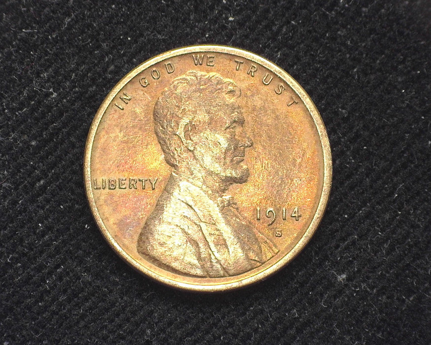 1914 S Lincoln Wheat Penny/Cent Cleaned. XF - US Coin