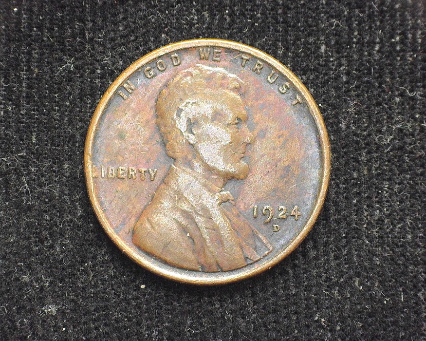 1924 D Lincoln Wheat Penny/Cent F - US Coin