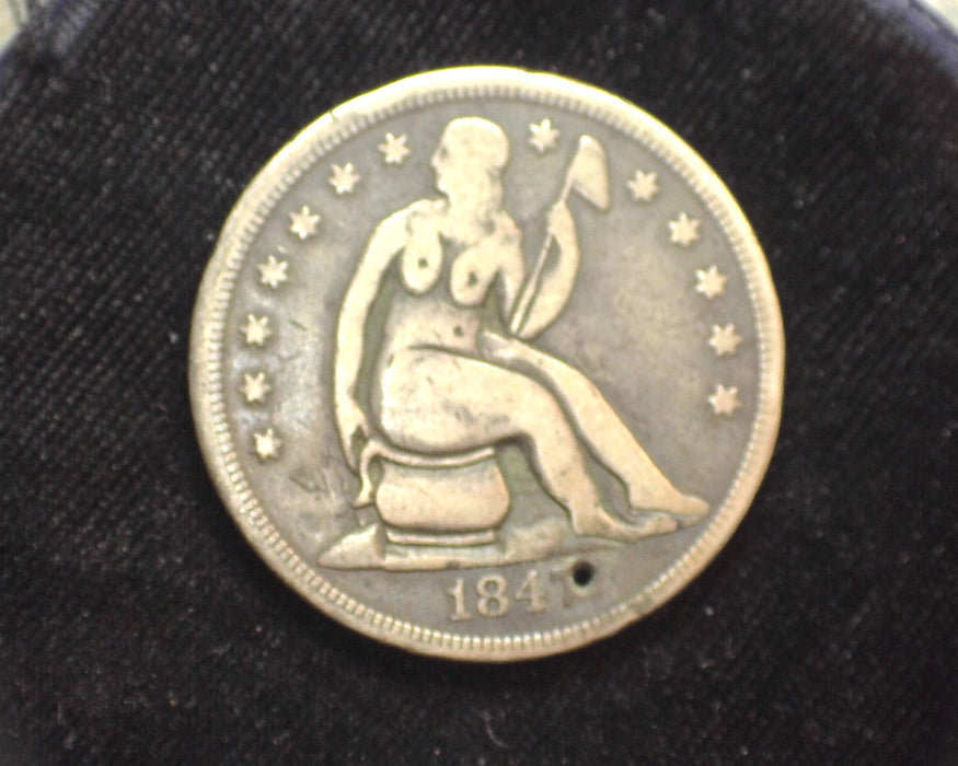 1847 Potty Dollar Nice example. Seldom seen on seated dollar. - US Coin