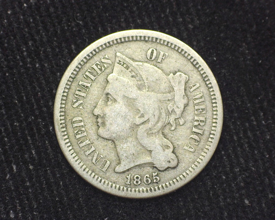 1865 Three Cent Nickel VG - US Coin