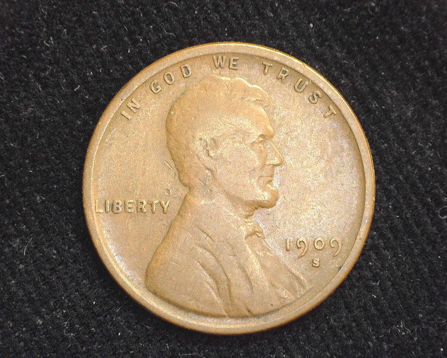 1909 S Lincoln Wheat Cent F - US Coin