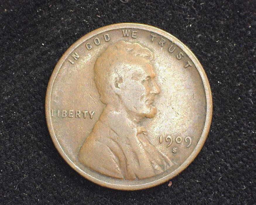 1909 S Lincoln Wheat Cent F - US Coin