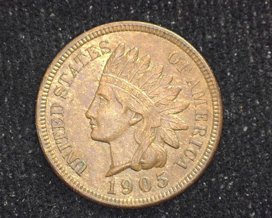 1905 Indian Head Penny/Cent AU Traces of Red - US Coin