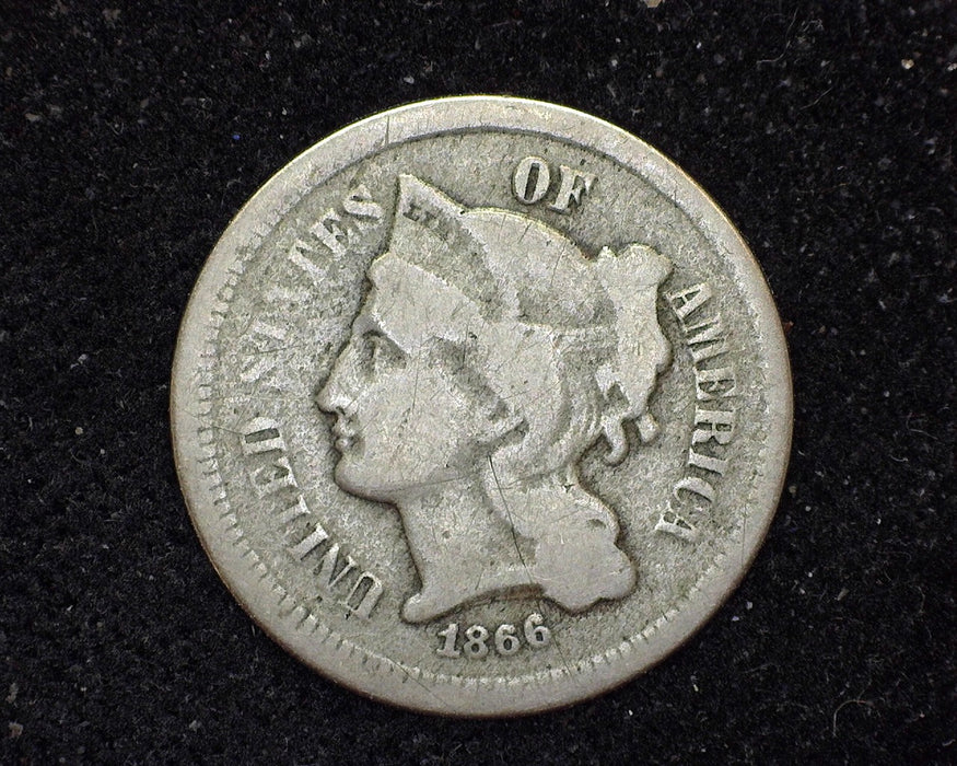 1866 Three Cent Nickel G - US Coin