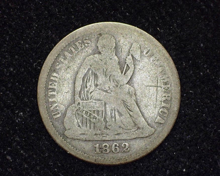 1862 Liberty Seated Dime VG Scratch - US Coin