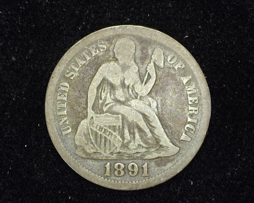 1891 Liberty Seated Dime VG Scratches - US Coin