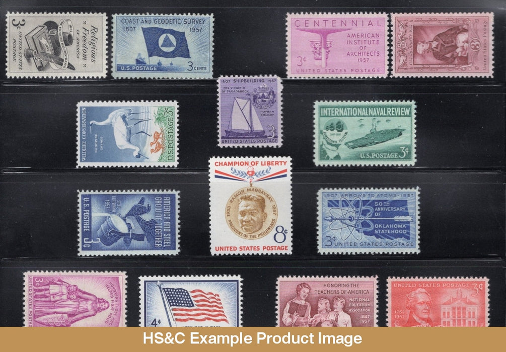 1957 Us Commemorative Stamp Year Set Mnh #1086-1099 F/vf Stamps Generic Sets