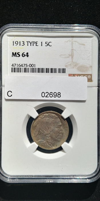 1913 TY 1 Buffalo Nickel NGC MS-64 - US Coin