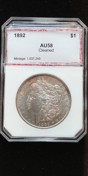 1892 Morgan Dollar PCI - AU58 Cleaned. - US Coin