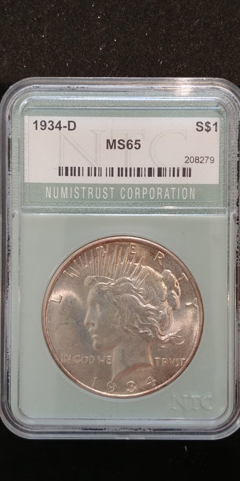 1934 D Peace Dollar NTC MS-65 We figure MS-64 - US Coin