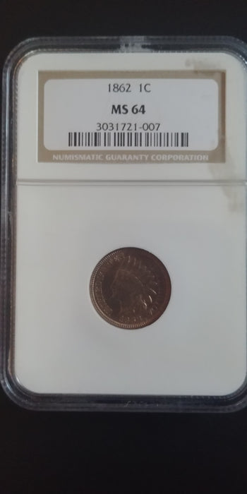 1862 Indian Head Penny/Cent NGC MS64 Full lustre - US Coin