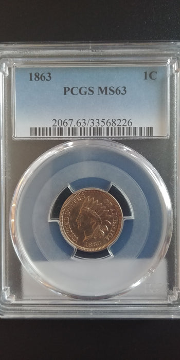 1863 Indian Head Penny/Cent PCGS MS63 Full lustre - US Coin