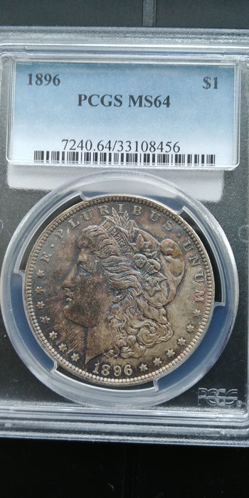 1896 Morgan Dollar PCGS - MS64 Beautiful toning - US Coin