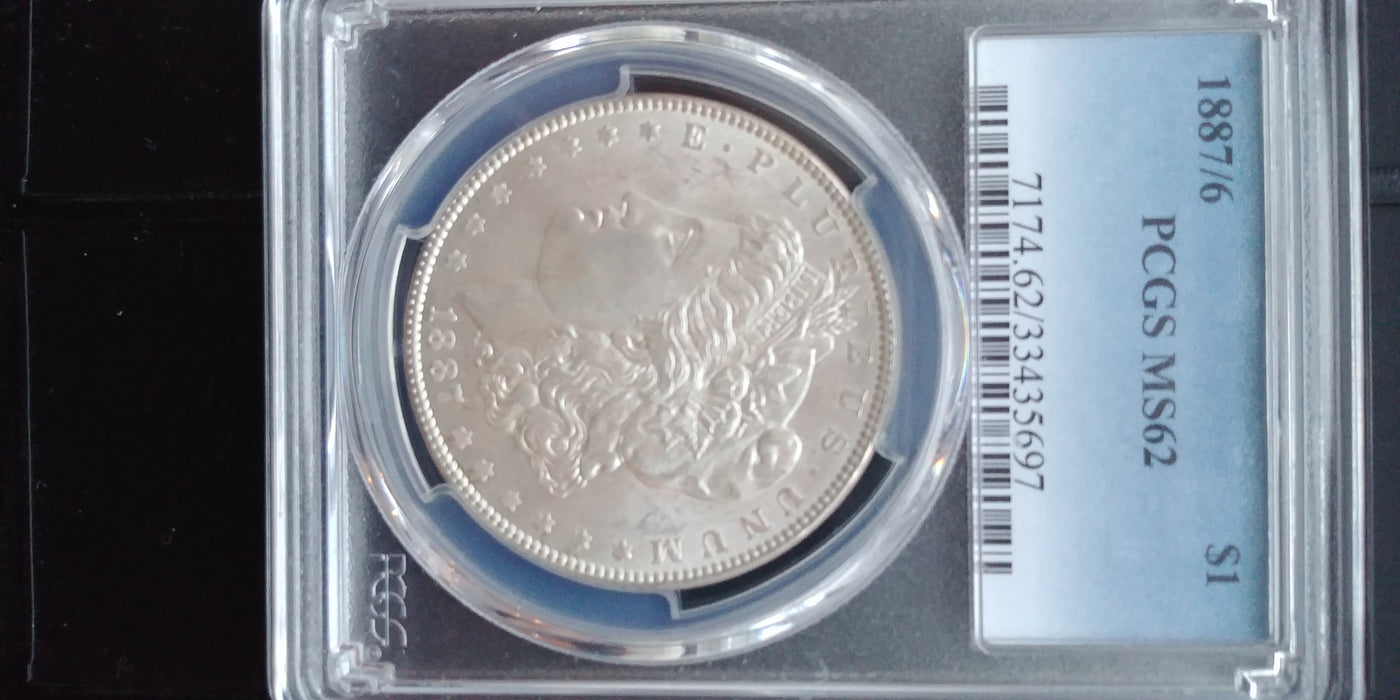 1887/6 Morgan Dollar PCGS - MS62 - US Coin