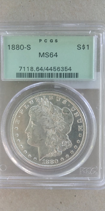 1880 S Morgan Silver Dollar MS64 PCGS Slab - US Coin