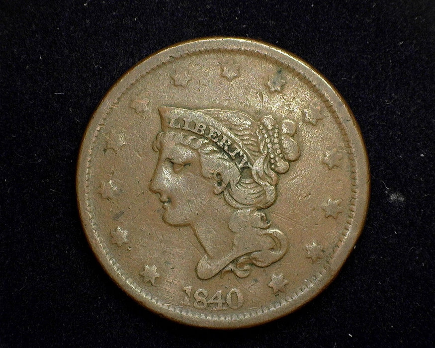 1840 Large Cent Braided Hair Cent F Large date - US Coin