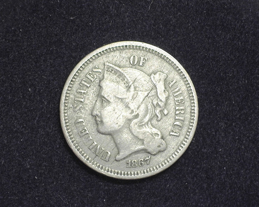 1867 Three Cent Nickel VG - US Coin