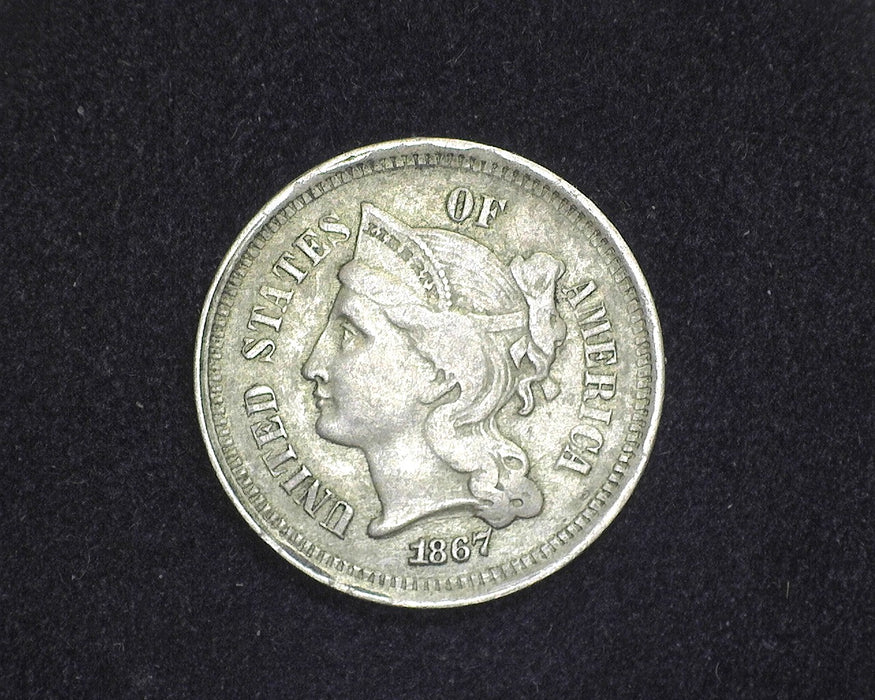 1867 Three Cent Nickel F - US Coin