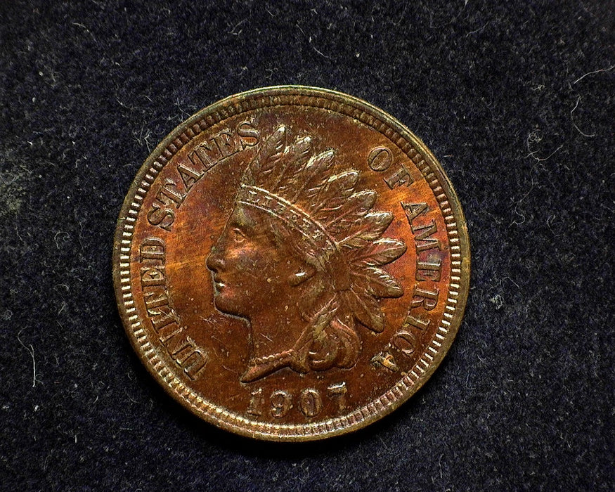 1907 Indian Head Penny/Cent BU Red/Brown - US Coin