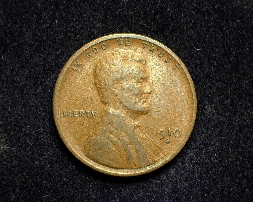 1910 S Lincoln Wheat Penny/Cent F - US Coin