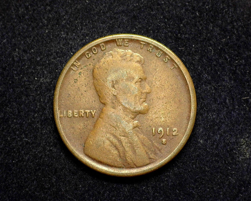 1912 S Lincoln Wheat Penny/Cent F - US Coin