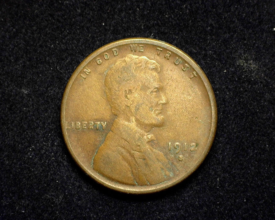 1912 S Lincoln Wheat Penny/Cent F - US Coin