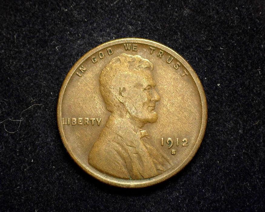 1912 S Lincoln Wheat Penny/Cent F - US Coin