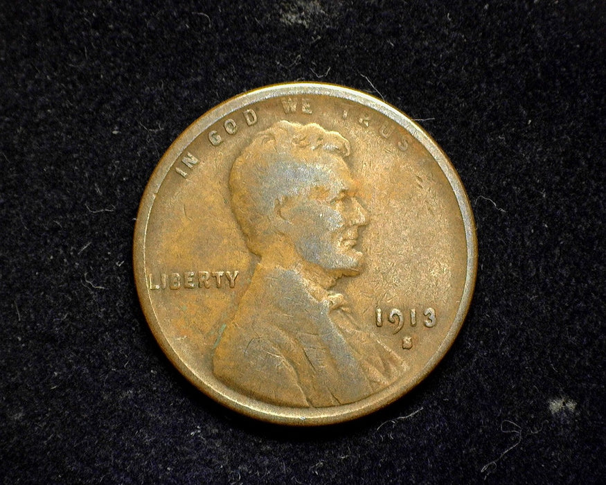 1913 S Lincoln Wheat Penny/Cent VG/F - US Coin