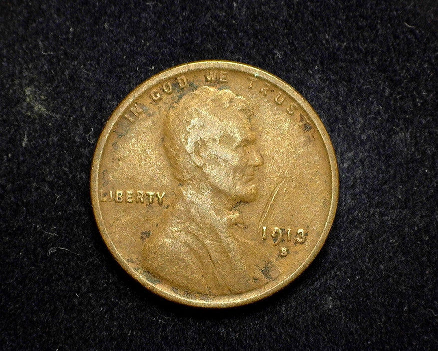 1913 S Lincoln Wheat Penny/Cent F - US Coin