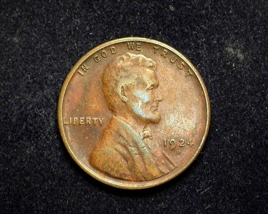 1924 D Lincoln Wheat Penny/Cent F - US Coin