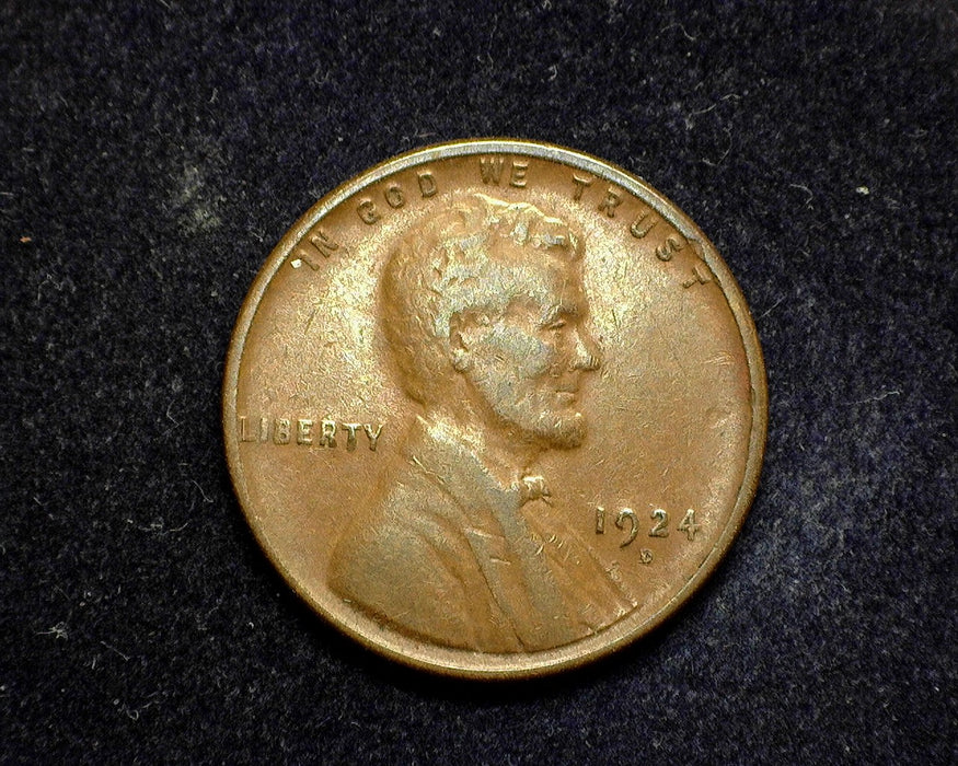 1924 D Lincoln Wheat Penny/Cent F - US Coin