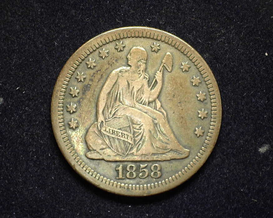 1858 S Liberty Seated Quarter VF Very faint scratching - US Coin