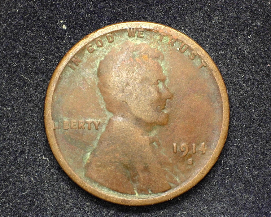 1914 S Lincoln Wheat Cent G Corrosion - Coin