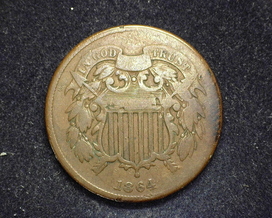 1864 Two Cent Piece VG - US Coin