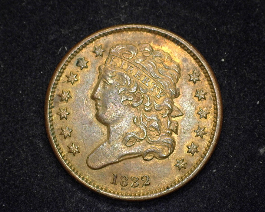 1832 Classic Head Half Cent AU Fair amount of red  - US Coin