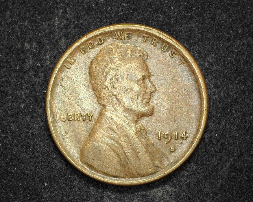 1914 S Lincoln Wheat Penny/Cent F/VF - US Coin