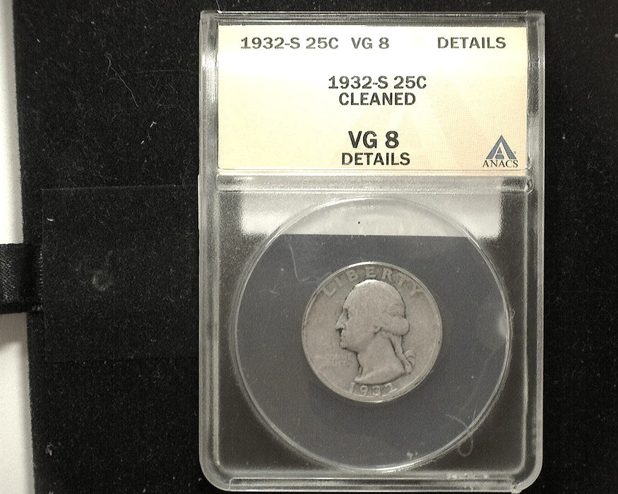 1932 S Washington Quarter VG 8 ANACS - US Coin