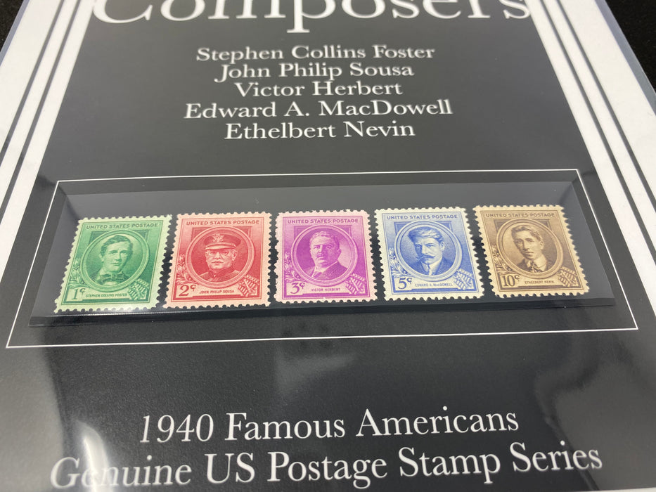 Gift for Musicians - USPS 1940 Famous American Composers Stamps - 8.5x11 Framable Art US Stamp