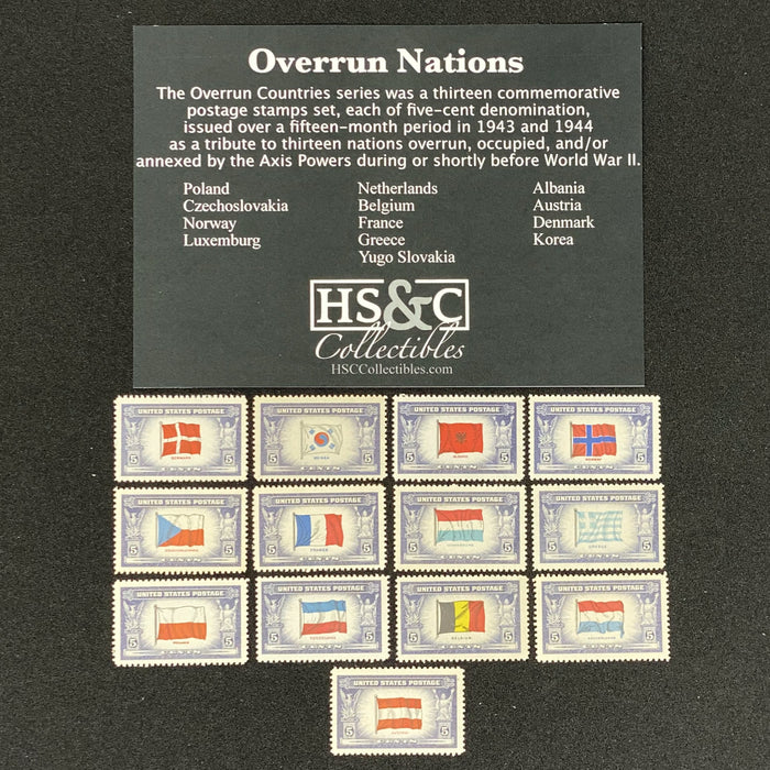 USPS 1943-1944 Overrun Nations Issue Stamp Collection Gift Set US Stamp