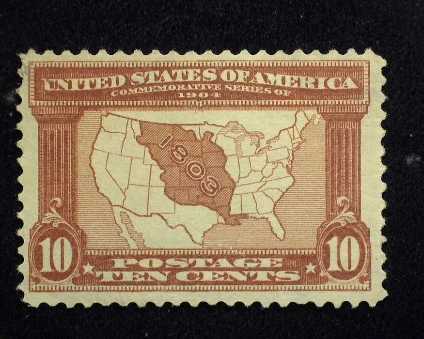 #327 10 Cent Louisiana Purchase Very slight single perf damage. Mint VF No gum US Stamp