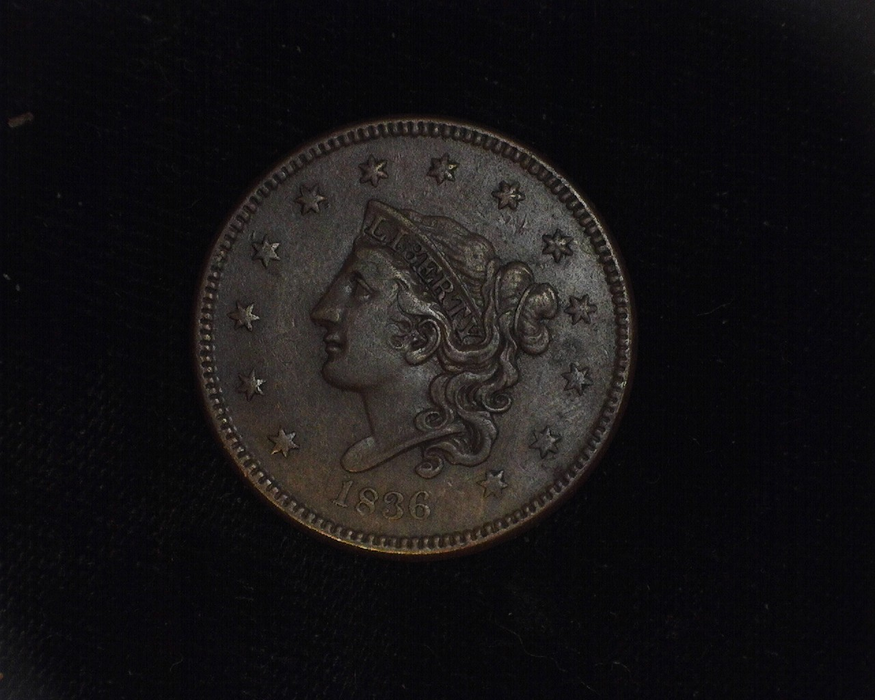 1836 Large Cent Matron AU Obverse - US Coin - Huntington Stamp and Coin