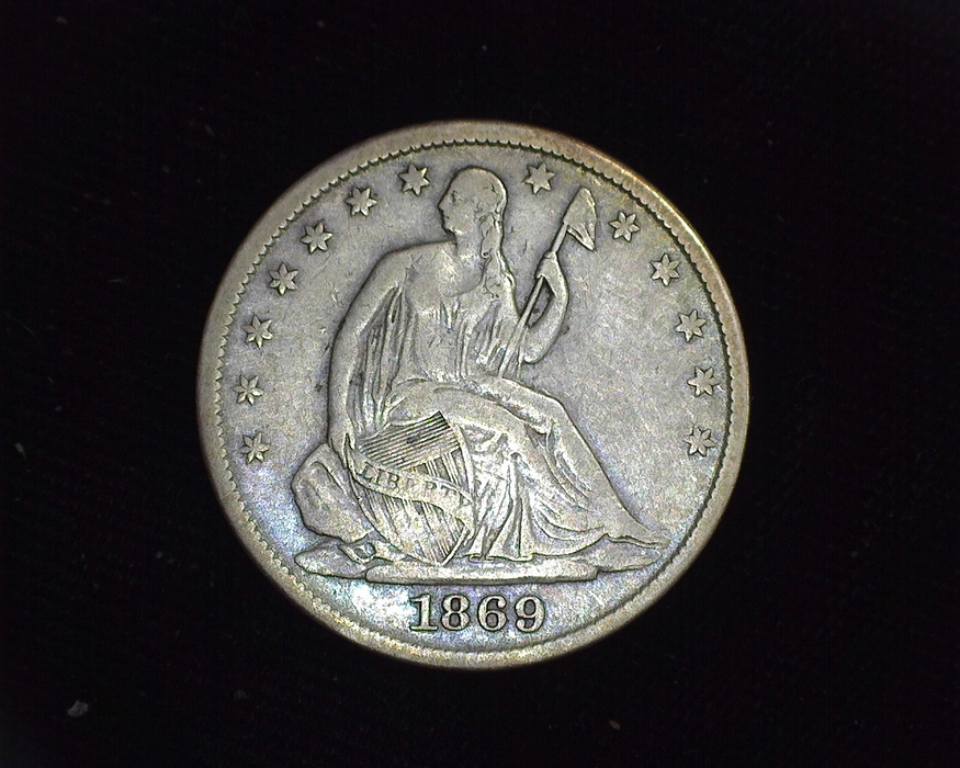 1869 S Liberty Seated F Obverse - US Coin - Huntington Stamp and Coin