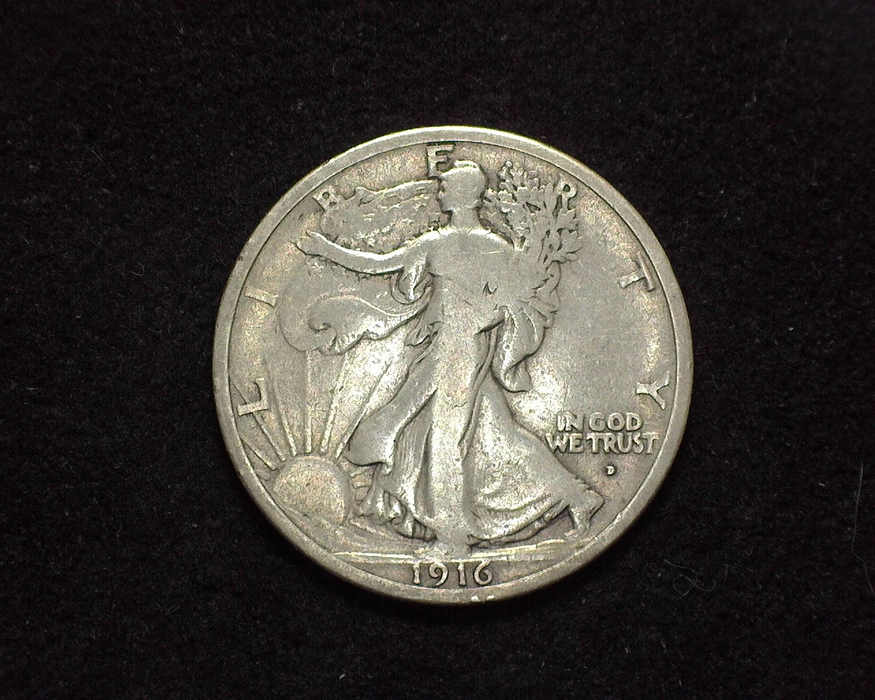 HS&C: 1916 OBV D Half Dollar Walking Liberty F Coin