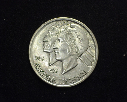 HS&C: 1936 Arkansas D Half Dollar Commemorative BU, MS-65 Coin